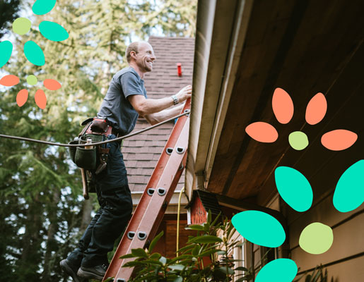 man climbing ladder