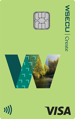 Front view of the WSECU Create Visa credit card