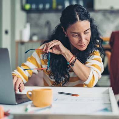 Woman working on laptop