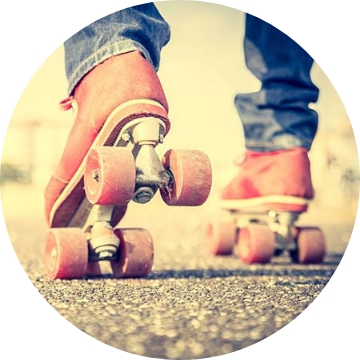 a child wearing roller skates