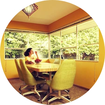 A woman sitting at a table